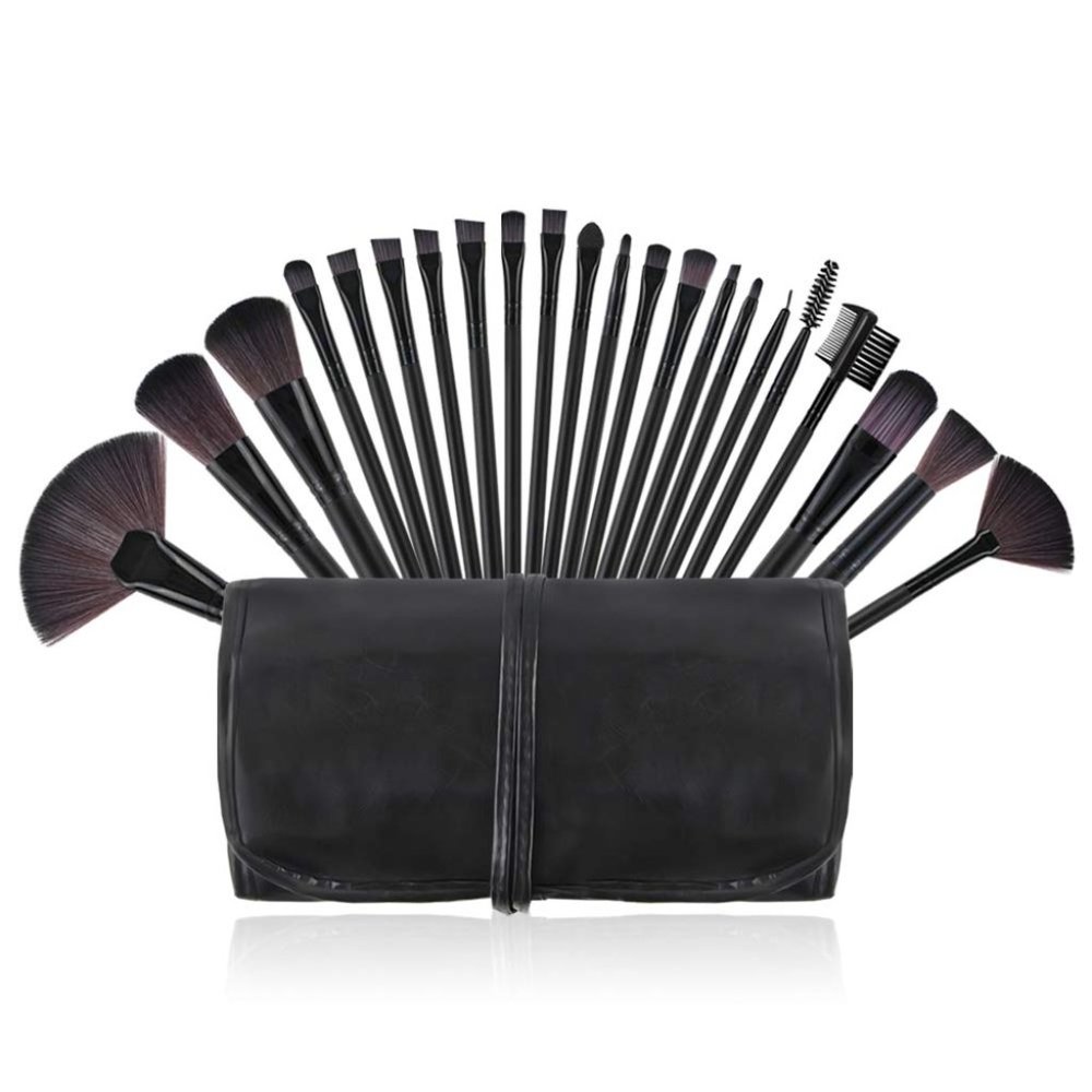 Makeup Brushes Set Black 24 Piece Complete Cosmetic Brush Collection
